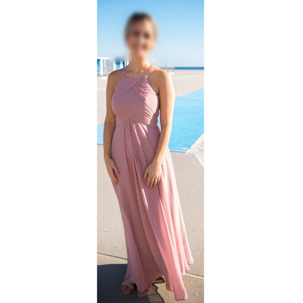 Azazie Blush Pink Halter Maxi Dress